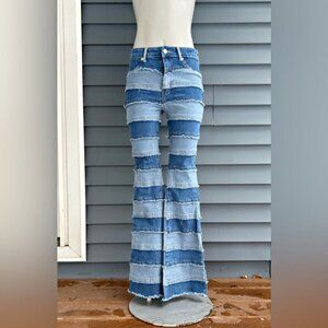 Thrill Denim Stretch Patchwork Boho Hippie Flare Jeans~11~